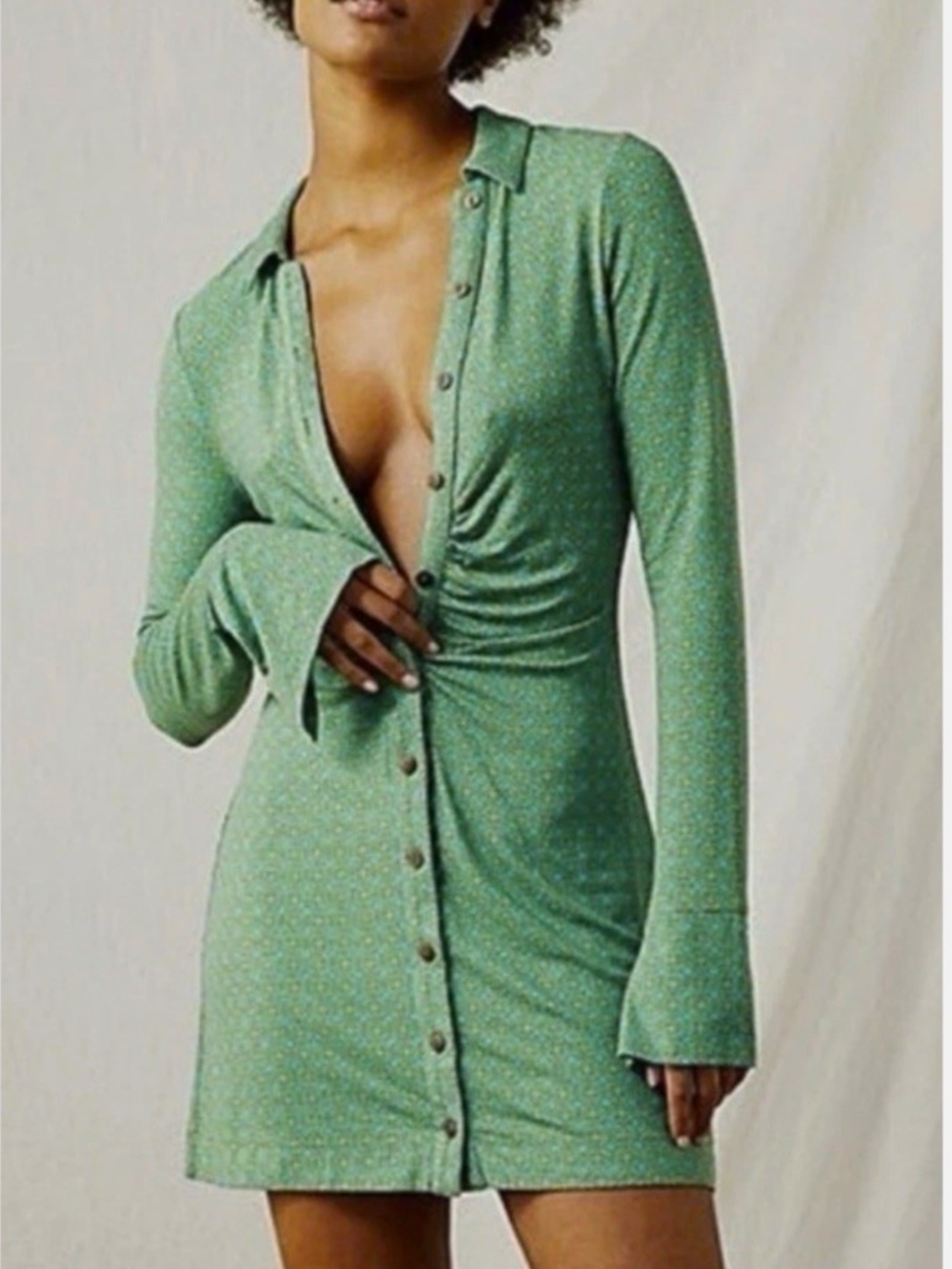 FREE PEOPLE Green/Teal Shayla Mini Dress Size M *B9